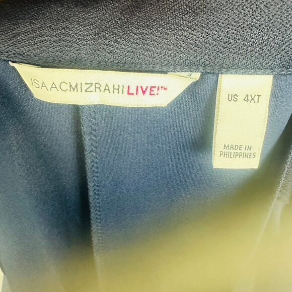 Isaac Mizrahi Live Womans 4XT Tall Plus Pants Pull On Wide Leg Blue Stretch Lace - Picture 9 of 10